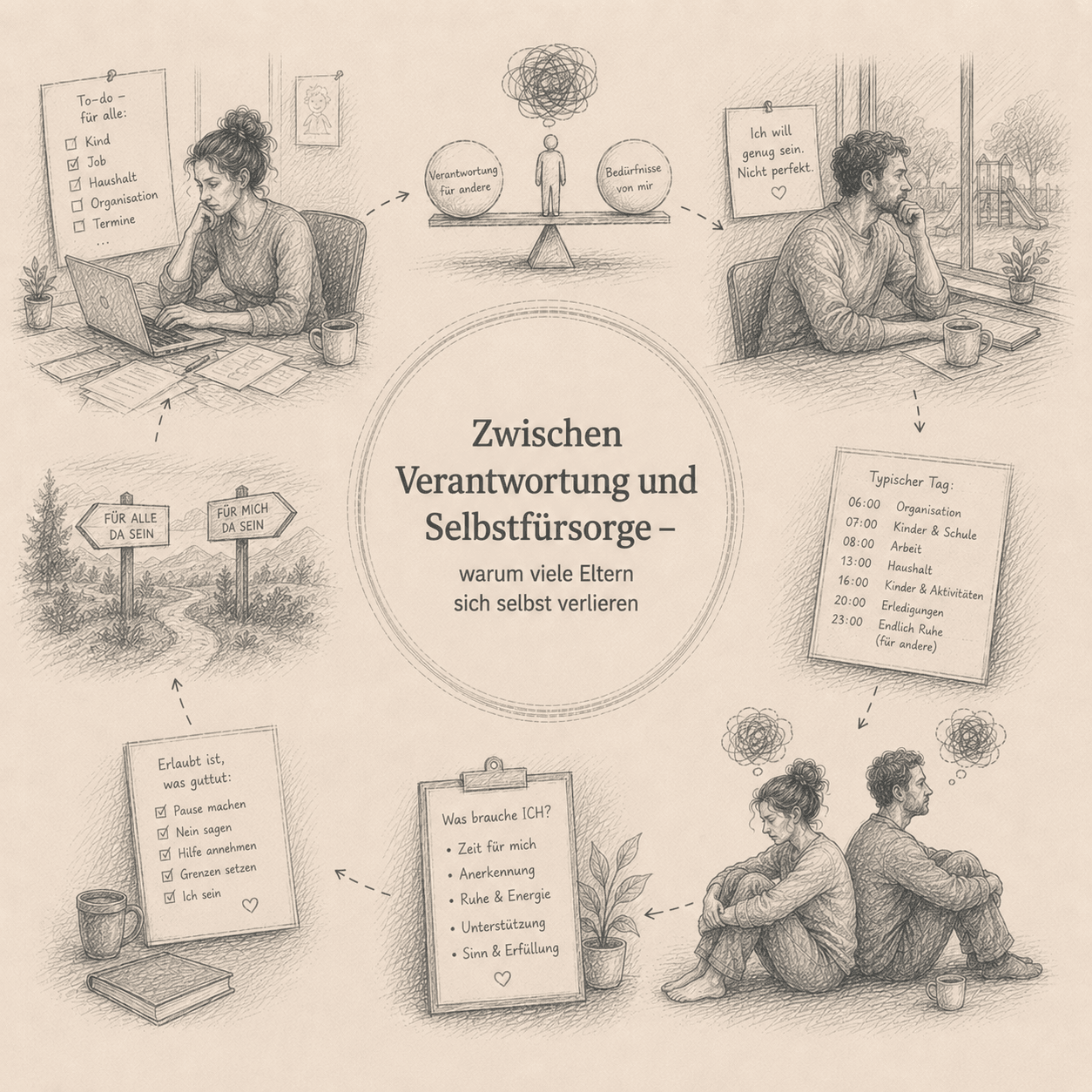 Systemische Denkskizze zum Thema Selbstfürsorge für Eltern