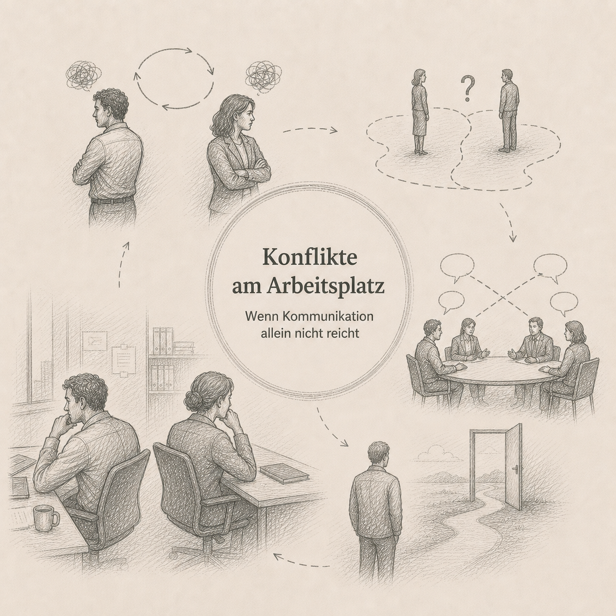 Systemische Denkskizze zum Artikel Konflikte am Arbeitsplatz: Wenn Kommunikation allein nicht reicht